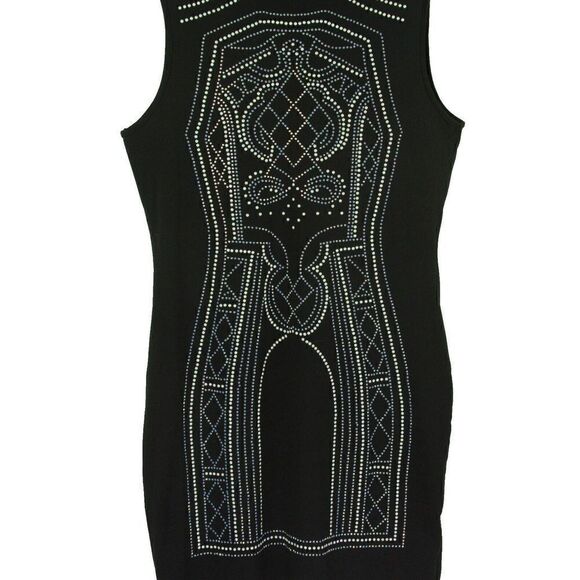 Say What Black Sparkle Dress Sleeveless Bodycon Sheath Juniors Large - Picture 3 of 7